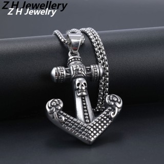 [Z H Jóias] Vintage Viking Hip Hop Anchor Sailing Cross Pingente De Aço Inoxidável Moda Masculina E Feminina Punk Party Rock Titanium Steel Jewelry Acessórios