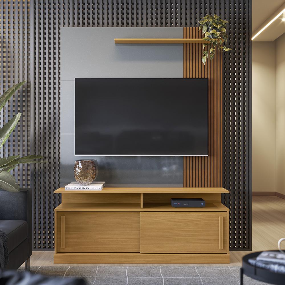 Rack para TV até 60” Chicago 136cm Cinza Perolizado Móvel Com Rodízios para Sala Pequena Movelove