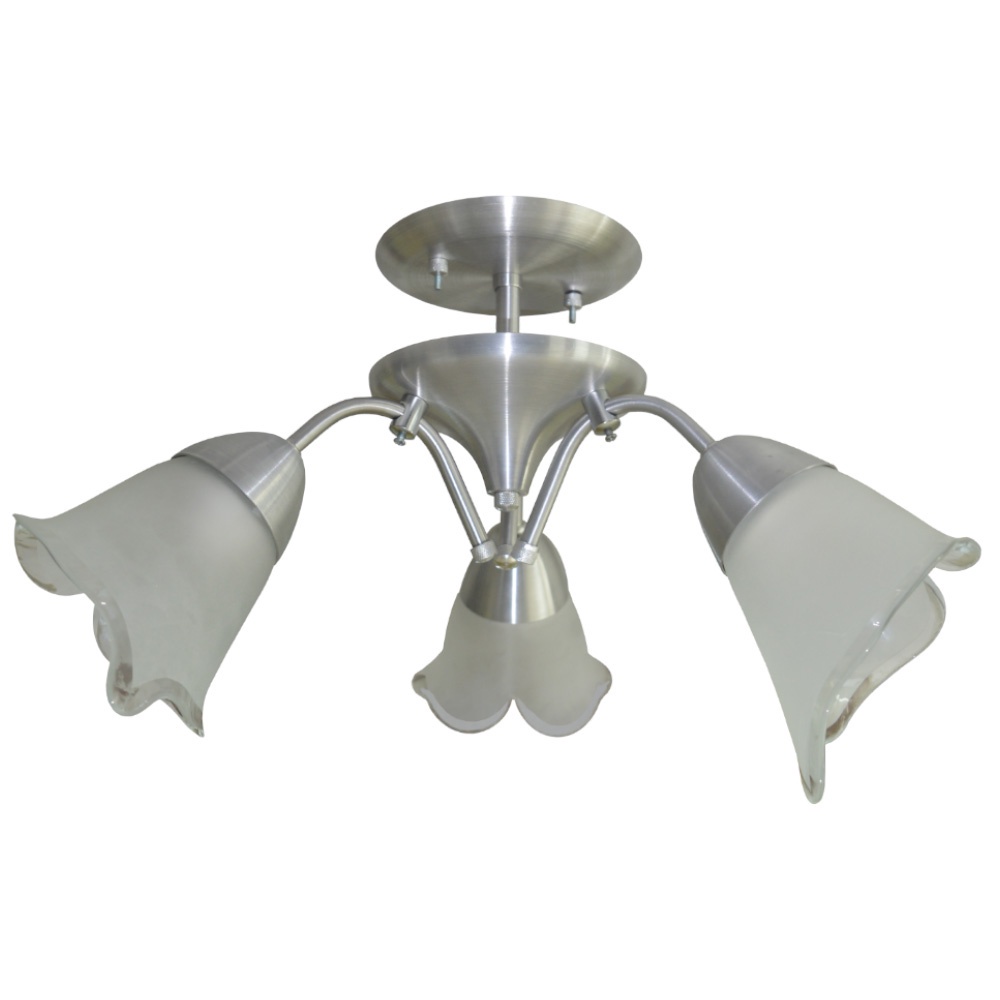 Lindo Lustre Com 3 Hastes e 3 Tulipas de vidro Para Sala Quarto - Estilo Colonial