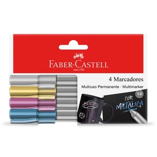 Caneta hidrográfica Supersoft Pen Metálica com 4 cores MULTI/ES4MTZF Faber-Castell em Oferta na Shopee