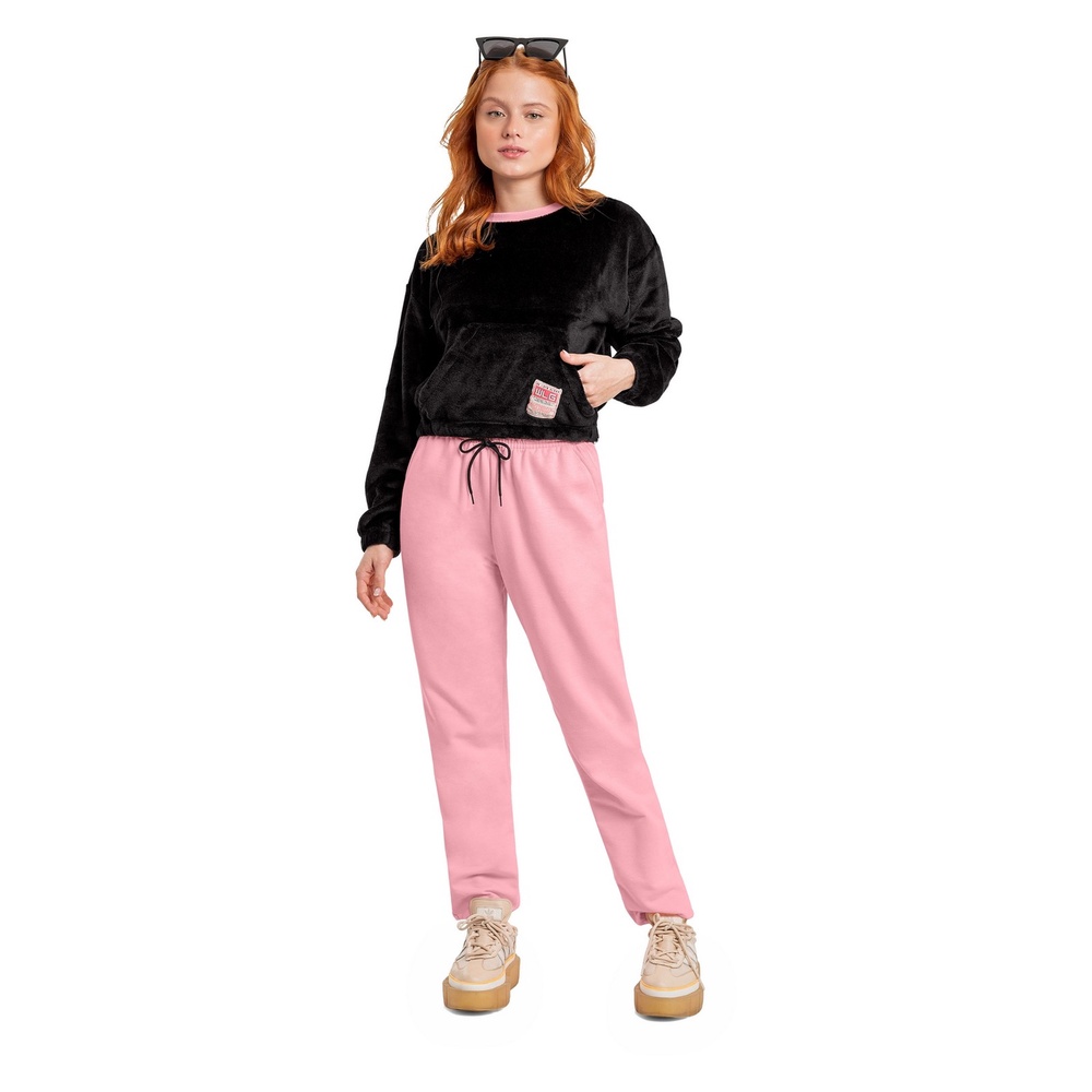 Conjunto Juvenil para Meninas com Blusão Cropped e Calça em Moletom Gloss - Baby & Kids Fashion
