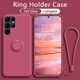 Capa De Silicone Líquido Macio De Luxo Para Samsung S21 S22 Ultra S21 Plus S21 FE S22 S22 Com Suporte De Anéis Magnéticos À Prova De Choque