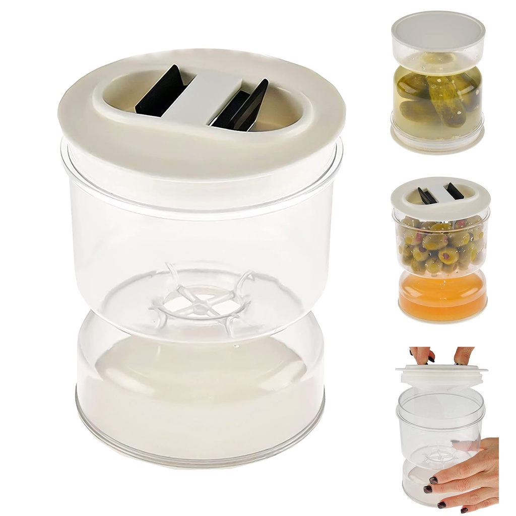 Frasco De Azeitona Pickle Ampulheta Suco Separador De Alimentos Molhado E Seco Com Filtro Flip Airtight Lid