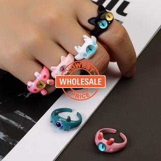 [Preços Por Atacado] Jóias De Namoro De Aniversário Presentes Acessórios De Decoração De Dedo Engraçado Cartoon Little Monster Rings Multi-color Couple Finger Circlet