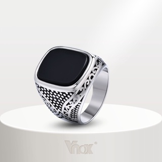 Vnox Fashion Men's Agate Stone Ring , Anel De Pedra De Ágata Masculina De Aço Inoxidável Sólido Vidro Quadrado Com Logotipo De Metal Jóias Masculinas em Oferta na Shopee