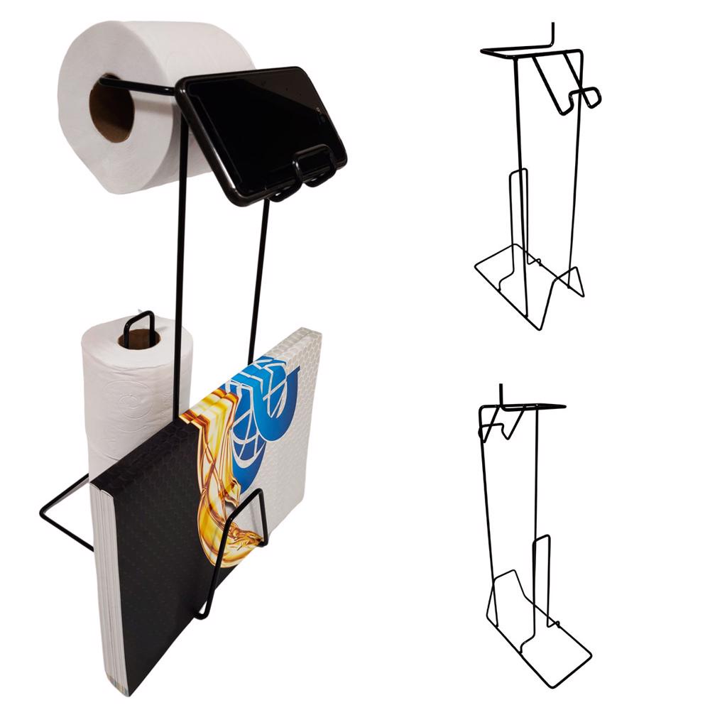 Suporte Porta Papel Higiênico de Chão Premium 3 Rolos, Celular e Revistas EVALD em Oferta na Shopee