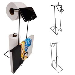 Suporte Porta Papel Higiênico de Chão Premium 3 Rolos, Celular e Revistas EVALD