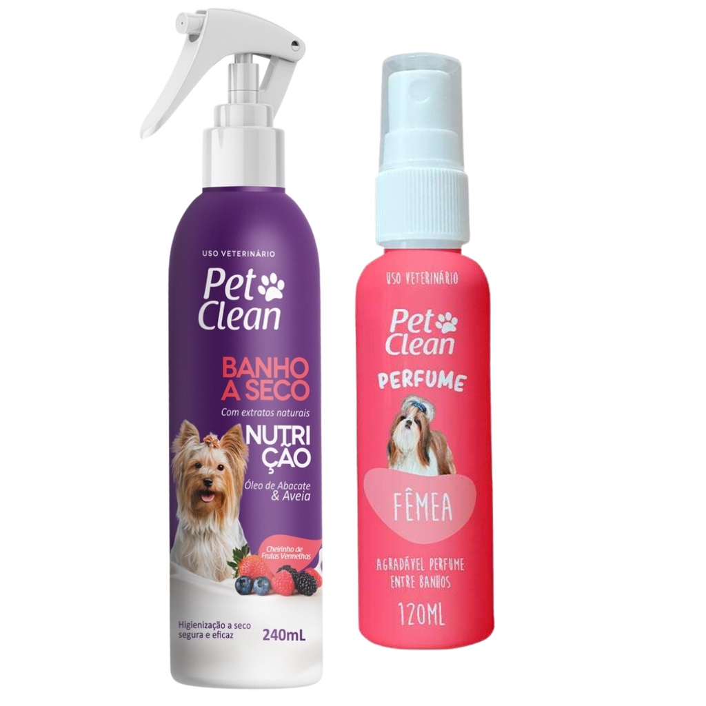 Kit Banho a Seco + Perfume para Cães e Gatos