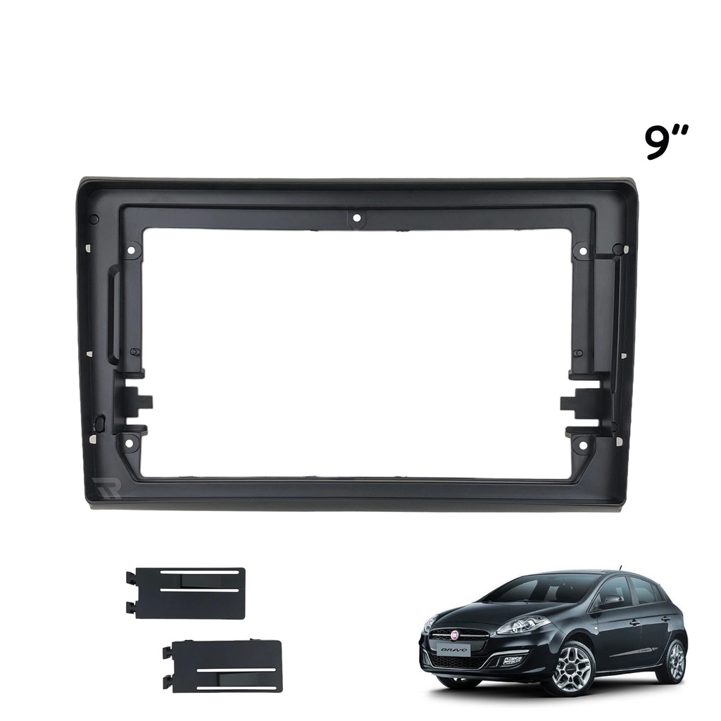 Moldura Painel DVD 2 Din MP5 Central Multimidia 9 Polegadas Fiat Bravo 2010 a 2016