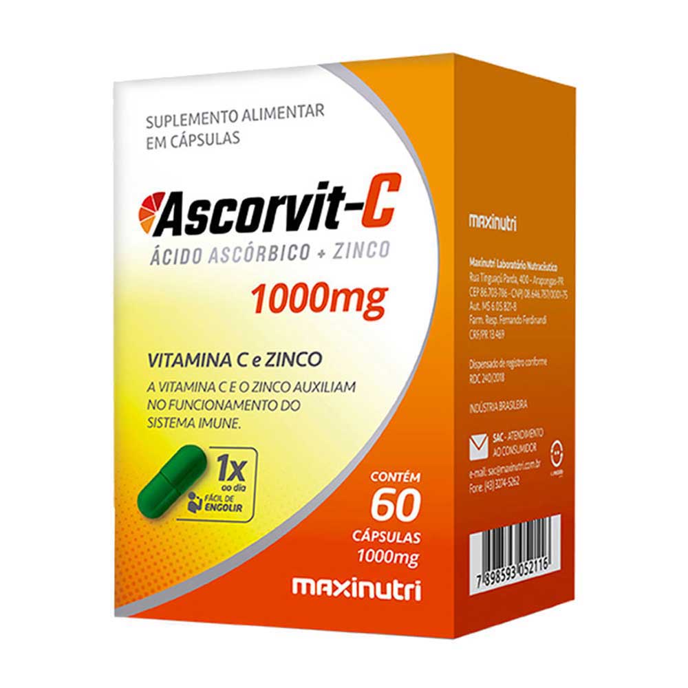 AscorVit Vitamina C 1000mg + Zinco 60 C‡psulas Maxinutri