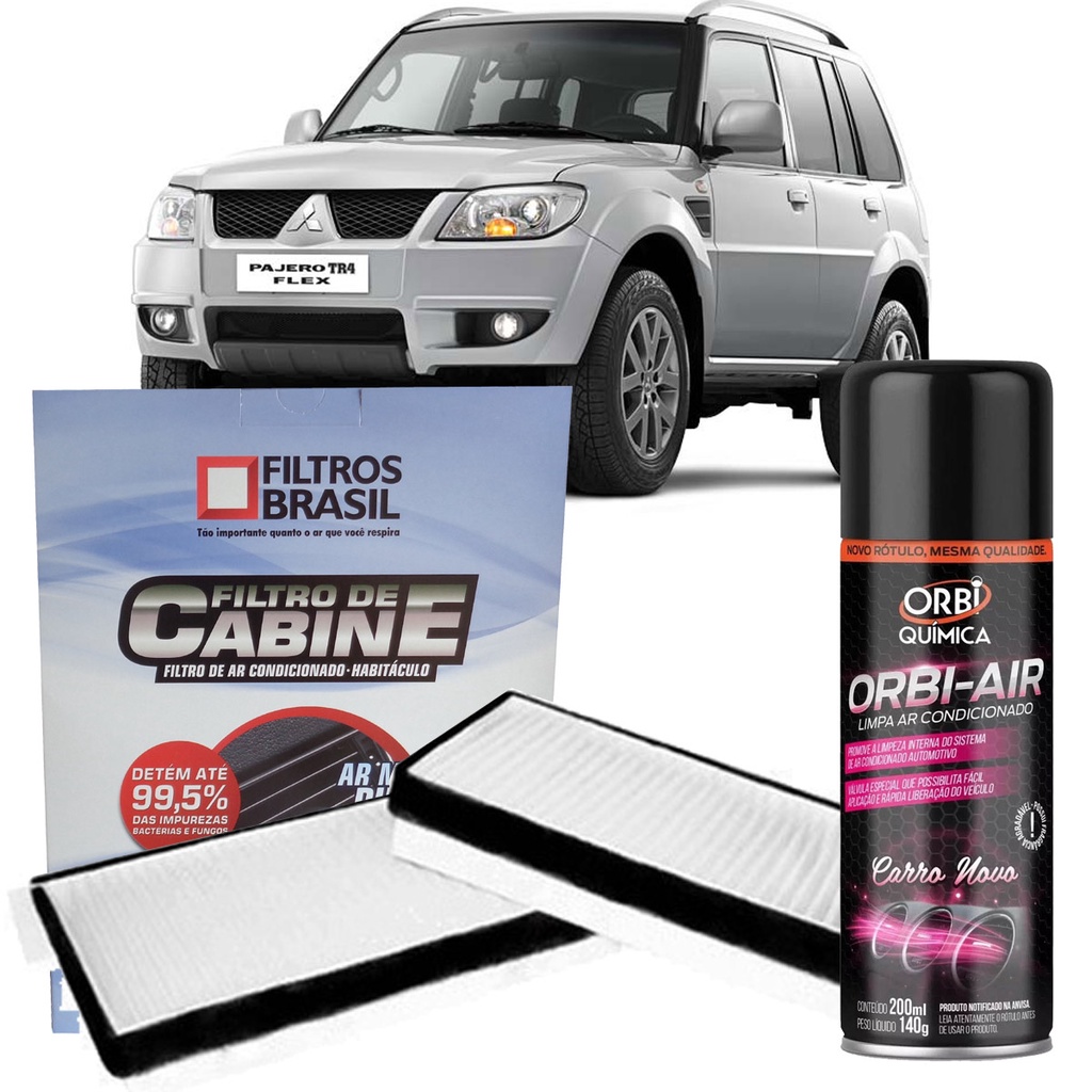 Kit Filtro De Cabine Filtros Brasil FB520 E Higienizador - Mitsubishi Pajero TR4 De 2003 Em Diante