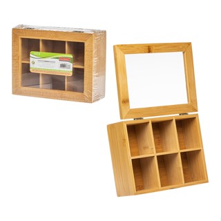 Porta Cha Hauskraft Bambu 21cm 6 divisórias + tampa