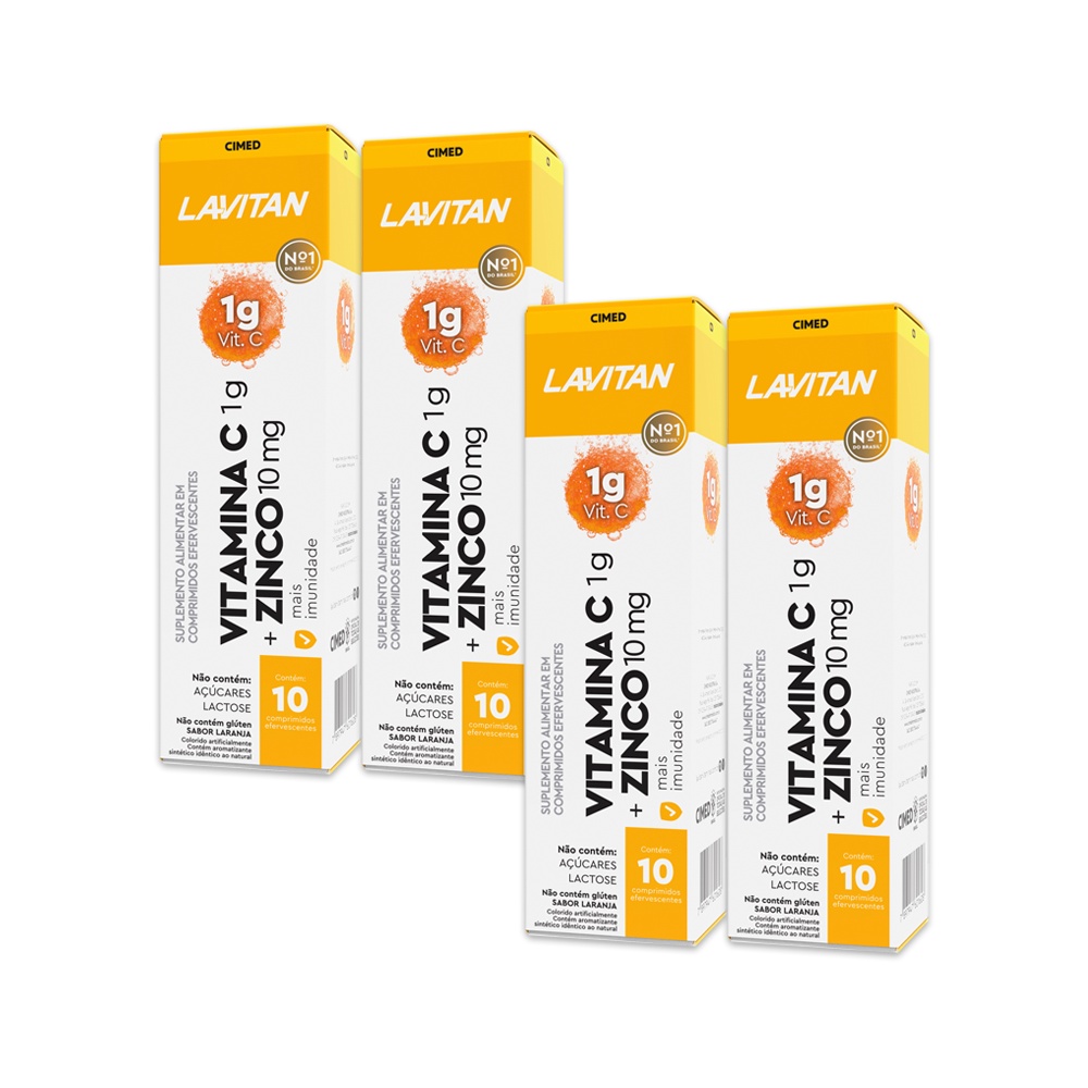 Multivitamínico Lavitan Vitamina C Zinco Laranja 4 Caixas