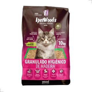 Granulado de Madeira Higiênico para Gatos Wood 10 kg Areia