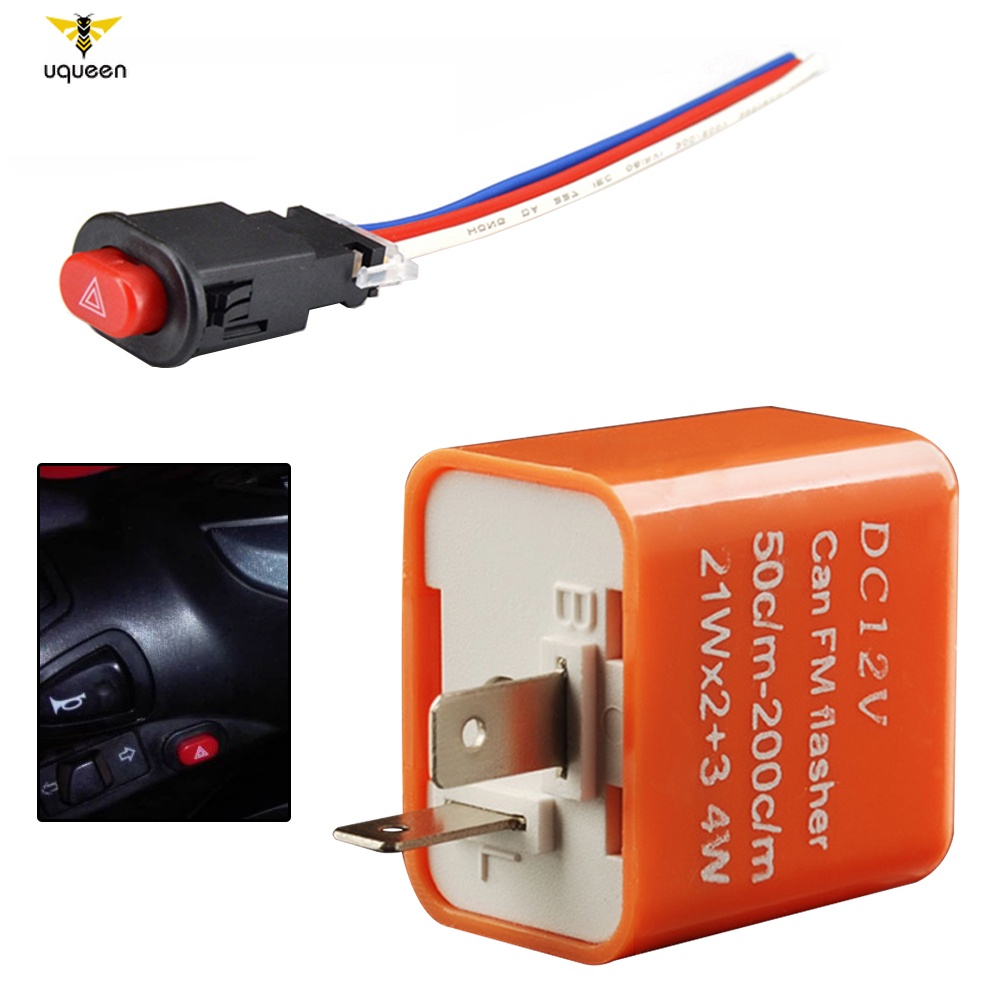 UQ 12V 2 Pinos Pisca-LED De Freqüência Ajustável Luz De Relé De Duplo Sinal De Motocicleta