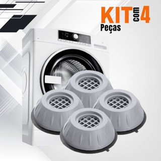 Kit 4 Suporte Pé Nivelador Máquina de Lavar/Geladeira Anti-Ruído