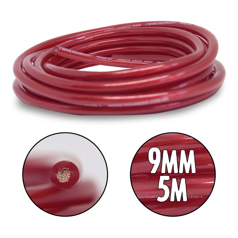 Cabo De Bateria 9mm 5 Metros 100% Cobre Fio Alimentação em Oferta na Shopee