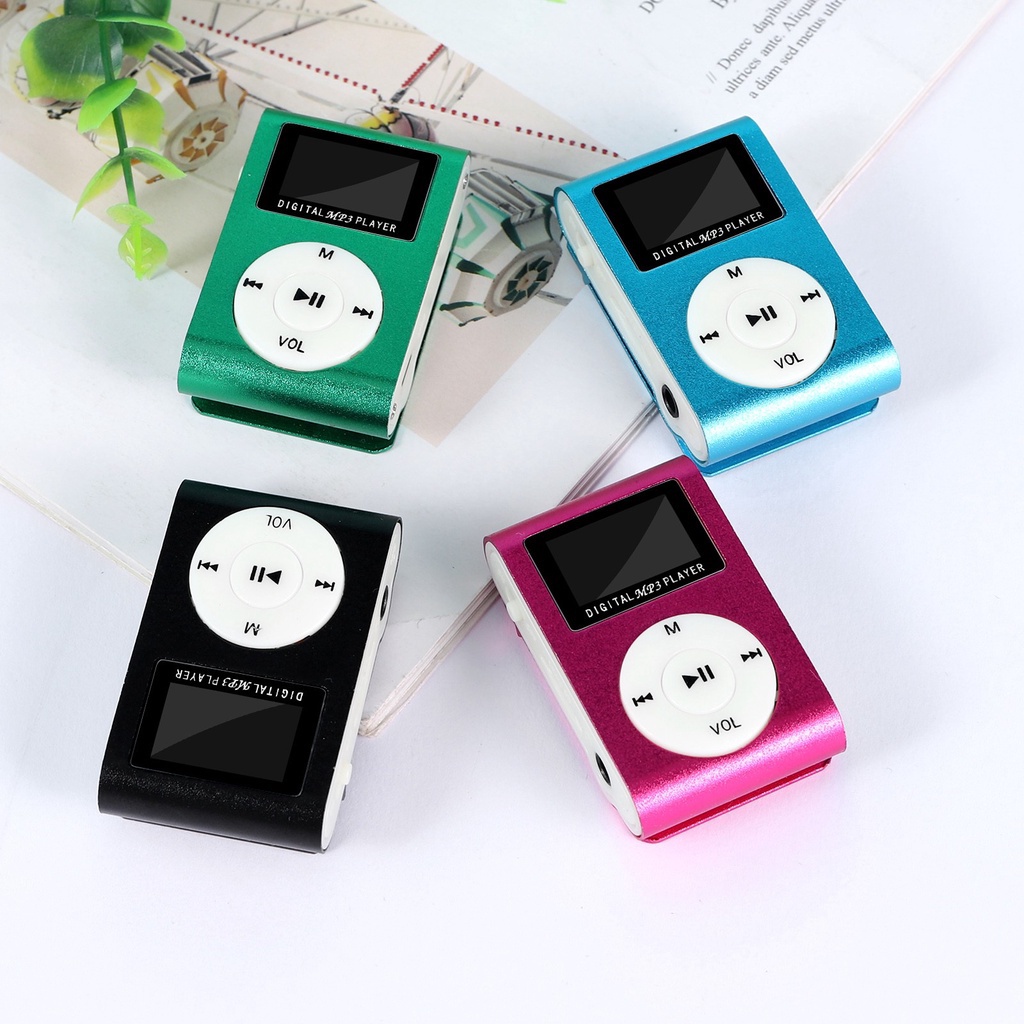 Mini USB Clipe MP3 Player Tela LCD Suporte 32GB Cartão Micro SD TF