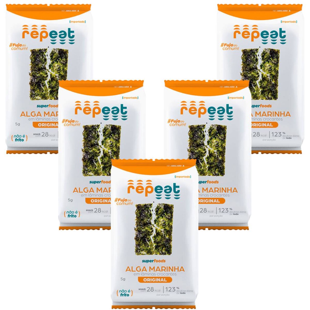 Kit 5 Repeat Snacks Algas Marinhas Tradicional Nori 5g