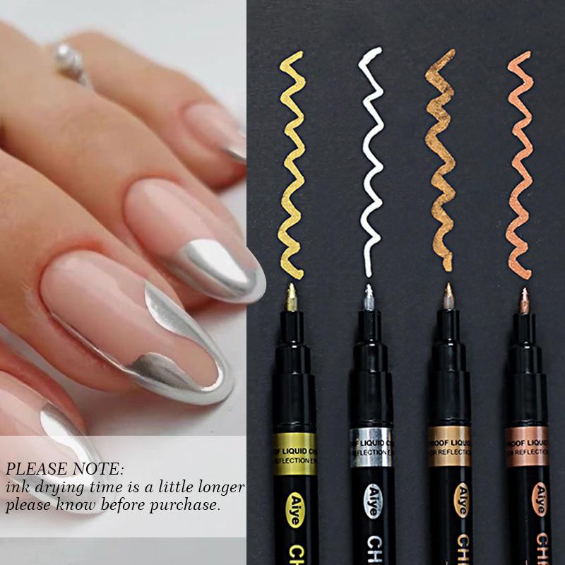 Caneta De Esmalte Prata Verniz Cromado Metálico Pintura Gel Grafite Onda Desenho Linhas De Listras Pincel Para Manicure em Oferta na Shopee