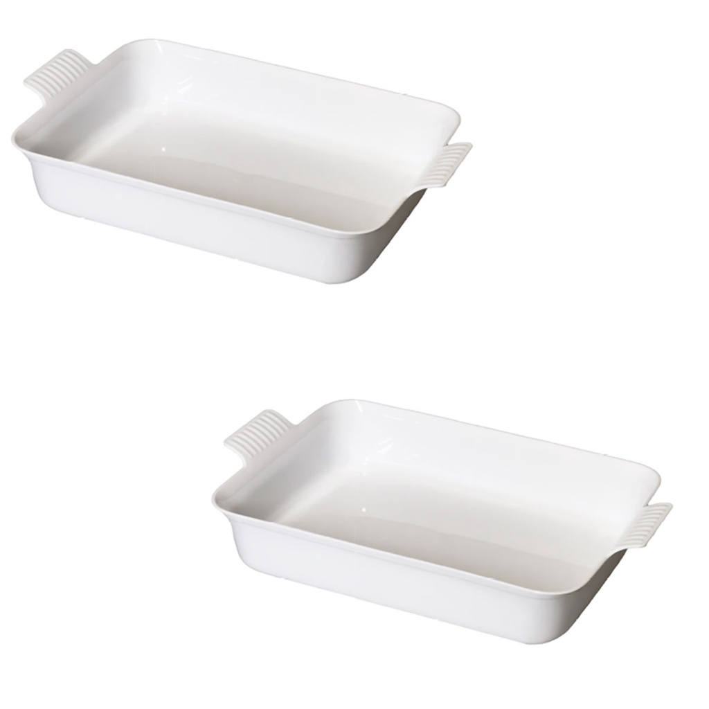 Kit 2 Travessa  Com Alça LE CHEF Branca 39,5X24,5X8,5Cm 1816 PARAMOUNT