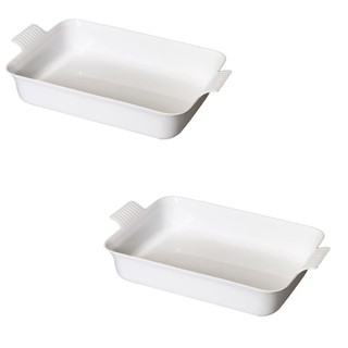 Kit 2 Travessa  Com Alça LE CHEF Branca 39,5X24,5X8,5Cm 1816 PARAMOUNT
