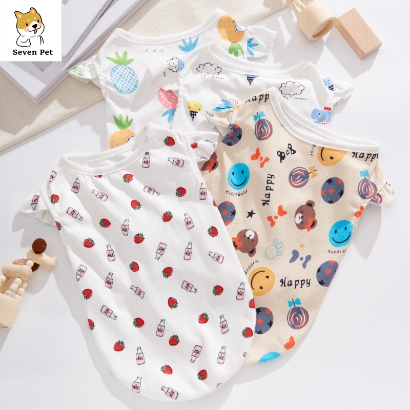Roupas Para Cães Fofos De Sete Tapetes Shih Tzu Summer Pet Vest Camiseta Gatos De Estimação Cachorros em Oferta na Shopee