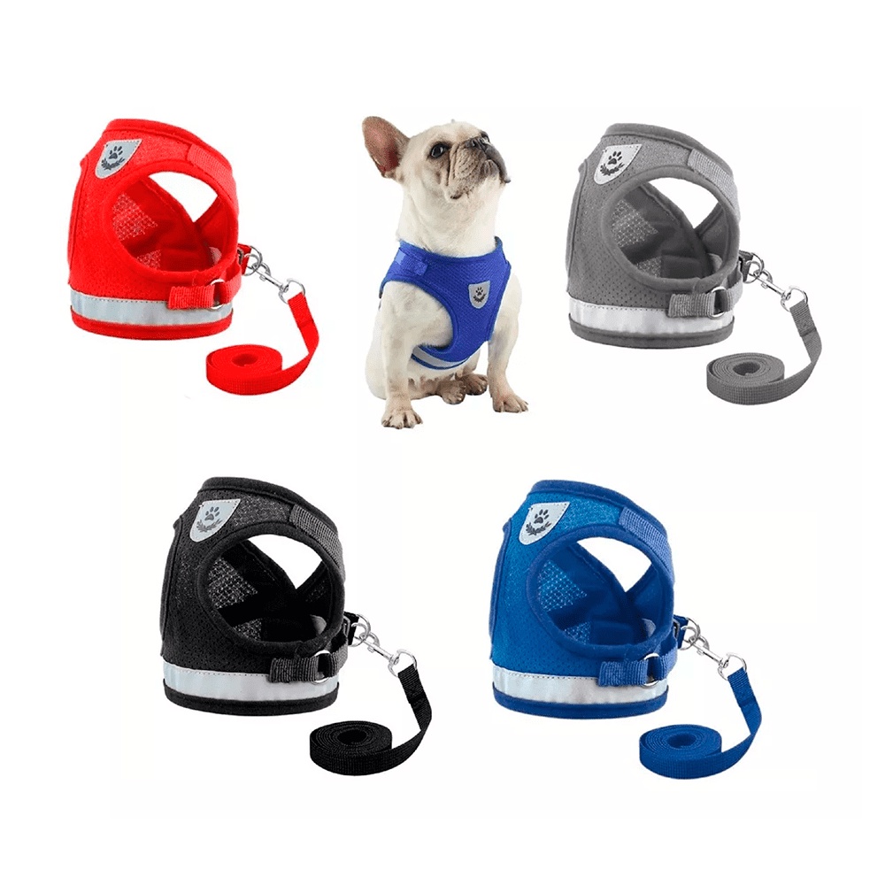 Coleira Peitoral Para Cachorro Pet Colete Refletivo + Guia para Cães Pequenos Filhotes Gatos em Oferta na Shopee