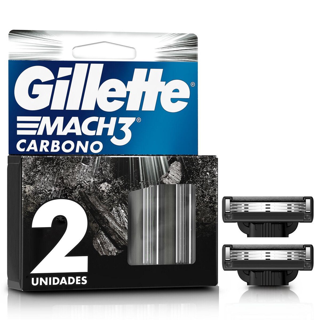 Carga Gillete Mach3 Carbono c/ 2 Unidades - Beauty