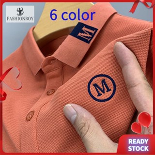 Camisa Polo Manga Curta Novo Estilo Homem Bordado Lapela Pólo Camiseta Quick Drying 6 Cores