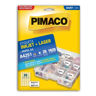 Etiqueta inkjet/laser A4251 com 25 folhas Pimaco