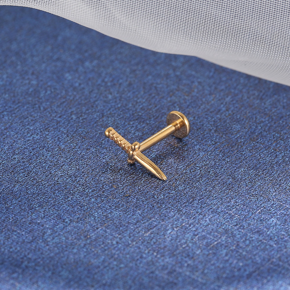 Piercing Labret Titânio Espada | Helix, Tragus, Conch, Nariz, Boca-Medusa e Outros