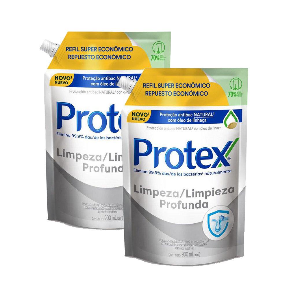 Kit 2 Refil Sabonete Líquido Protex Limpeza Profunda 900ml - Beauty