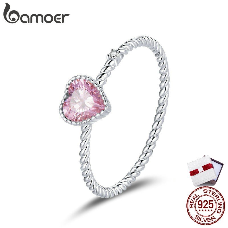 Bamoer Real 925 Prata Esterlina Rosa Amor Para Moda Feminina Jóias Finas Presente BSR157 em Oferta na Shopee
