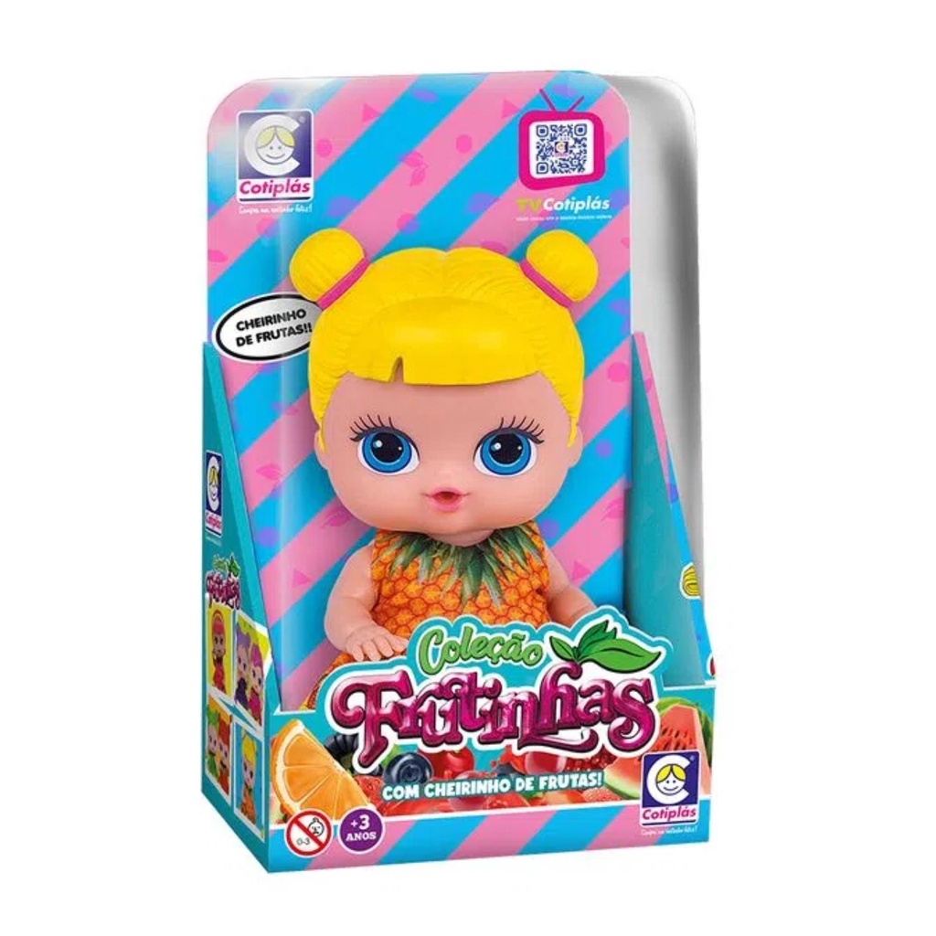 Brinquedo Boneca Frutinhas Abacaxi com Cheirinho de Frutas em Plástico Vinil Amarelo Cotiplas - 2509 em Oferta na Shopee