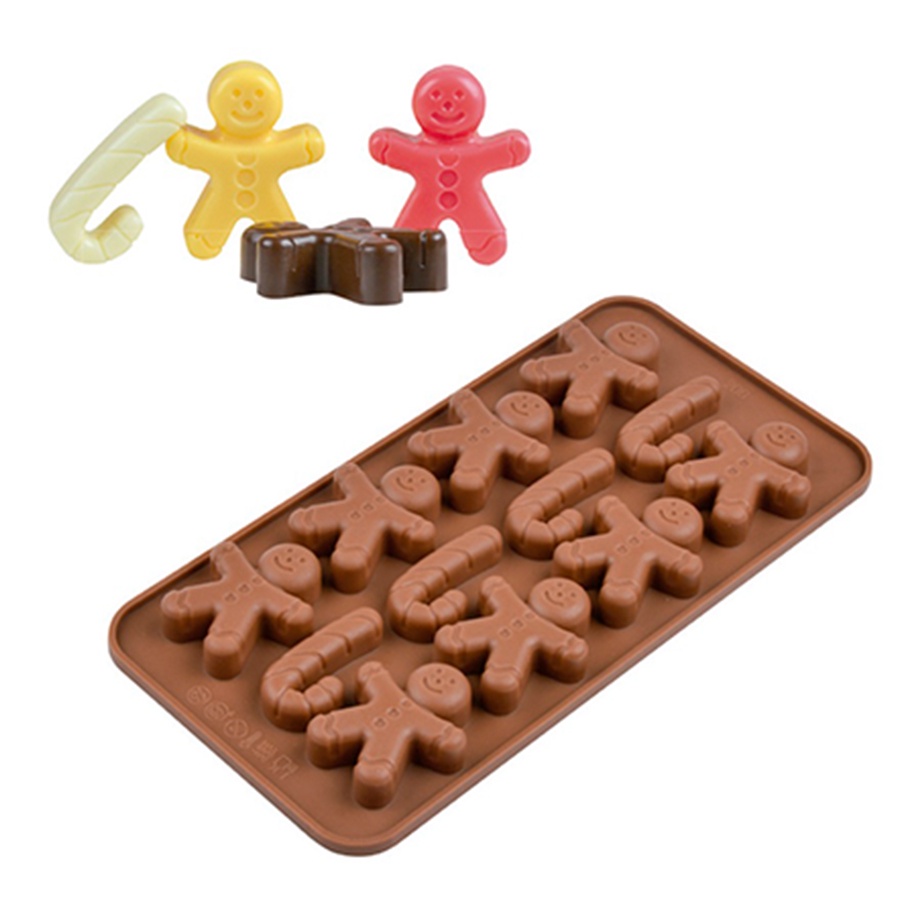 Molde De Silicone Chocolate - Bonecos e Bengala Doce - FT157 - 1 unidade - Silver Plastic - Rizzo em Oferta na Shopee
