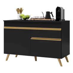 Balcão de Cozinha para Pia 120 cm Multimóveis Veneza GB 2 Portas 1 Gaveta FG3680 Preto