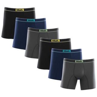 Kit com 6 Cuecas Boxer Longa Microfibra Texturizada Mash