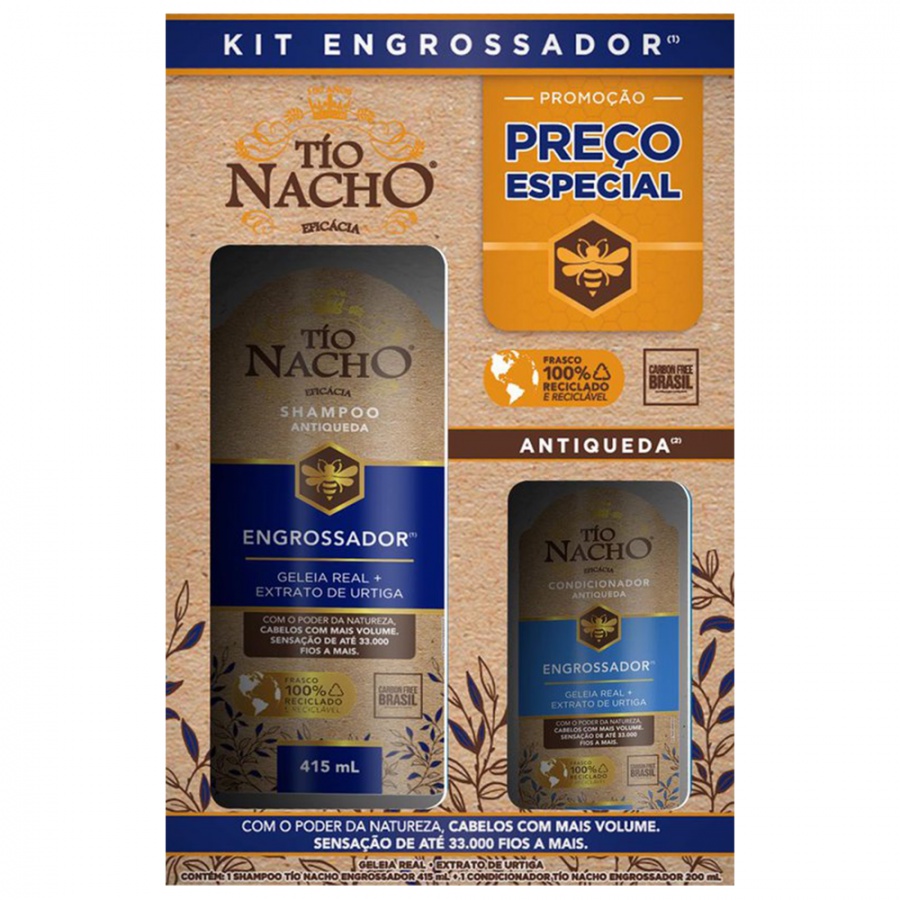 Kit Engrossador Tio Nacho Shampoo 415ml + Condicionador 200ml - Beauty