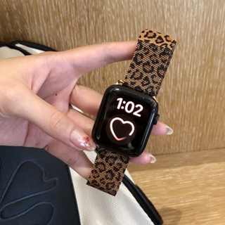 Faixa De Impressão Leopard Trend Para iwatch Série 8 7 6 5 4 3 Pulseira De Relógio Apple Ultra 40MM 44MM 45mm 49MM 42MM 41MM 38MM Aço Inoxidável