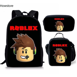 2023 Conjunto De Mochila Escolar E Lancheira Para Estudantes Roblox Desenho Animado/Crianças/Pacote Kit + Livro De Almoço Traseiro