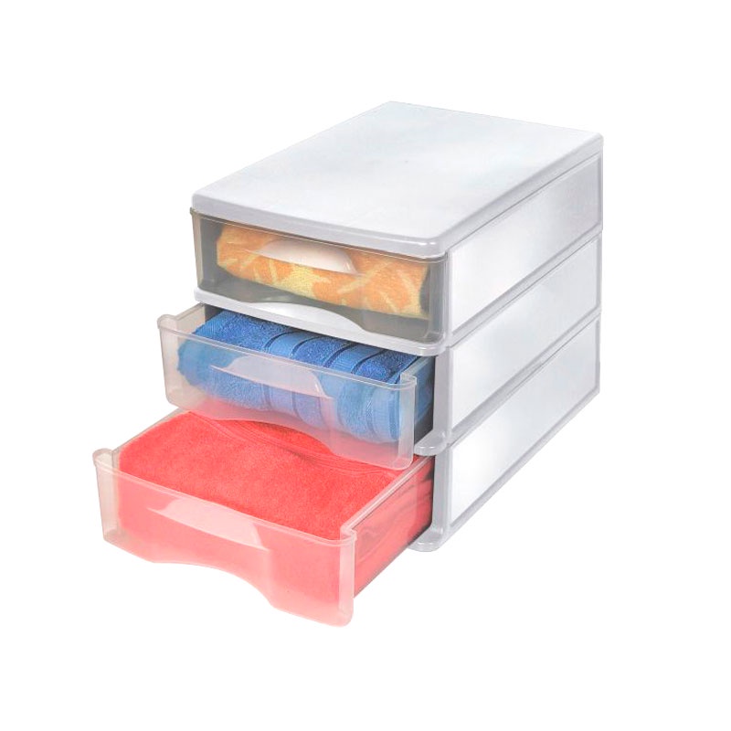 Gaveteiro plástico de mesa com 3 gavetas GV-08 São Bernardo