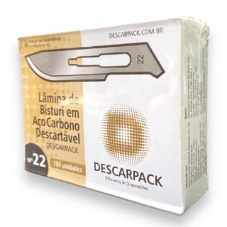 Lâmina para Bisturi em Aço Carbono n° 22 100un - Descarpack