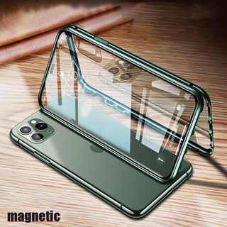 Vidro Dupla Face 360 ° Caixa Magnética Metálica Para Iphone 14 13 Pro Max 14plus
