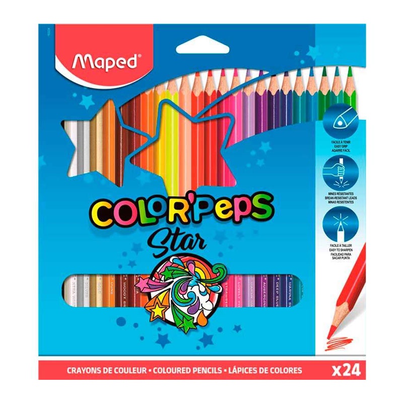 Lápis de cor Color''Peps Star 24 cores 183224ZV Maped em Oferta na Shopee