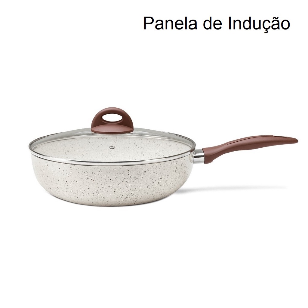 Panela Wok Cerâmica Frigideira de Indução Vanilla 3,4l Brinox