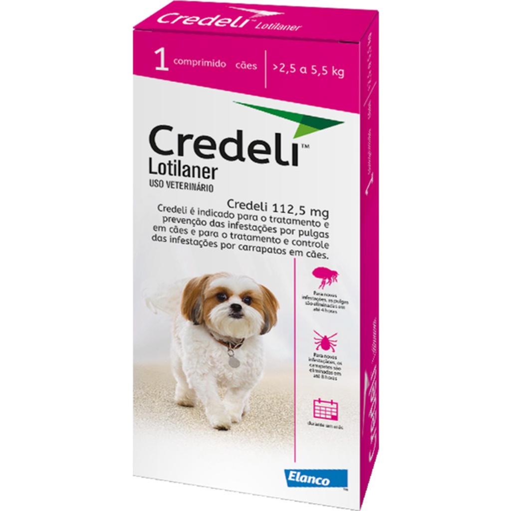 Credeli Elanco 112,5 mg para Cães de 2,5 a 5,5 Kg - 1 Comprimido em Oferta na Shopee
