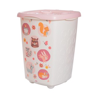 CESTO DE ROUPAS 38 L INFANTIL BICHINHOS ROSA PLÁSUTIL