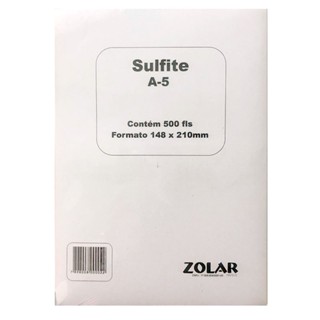 Papel sulfite A5 75g 210x148,5 500fls Zolar Papeis