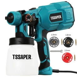 Pistola De Pintura Elétrica E Pulverizador HVLP 550w com 3 bicos de cobre Tssaper